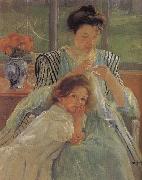 Mary Cassatt The young mother is sewing oil painting on canvas
